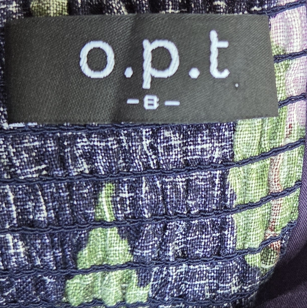 o.p.t Khalani Linen Midi Dress Midnight Blue Floral Size 8 - Picture 3 of 5